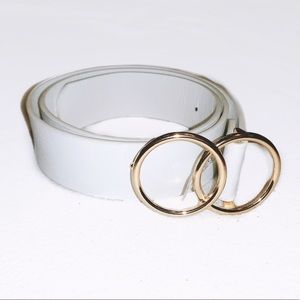 🌹 White and Gold Double Circle Buckle Belt✨